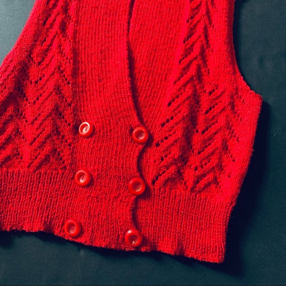 k n i t :: Vintage Hand Made Cable Knit Pointelle Sweater Vest - Picture 10 of 12